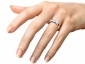 Bezel yellow and white gold trilogy rings MY55 on finger view